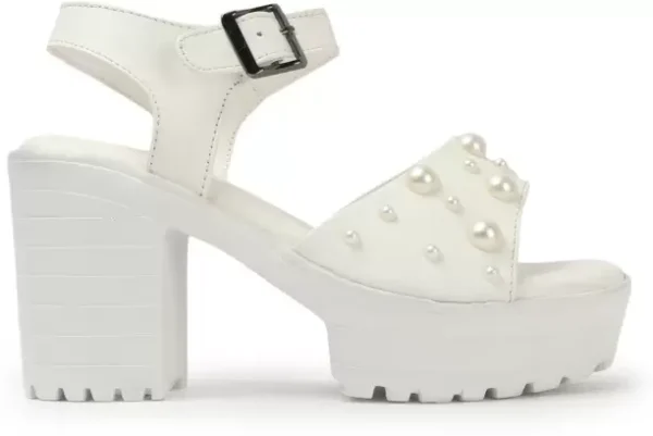 Women Heels Sandal  (White , 7) - Image 4