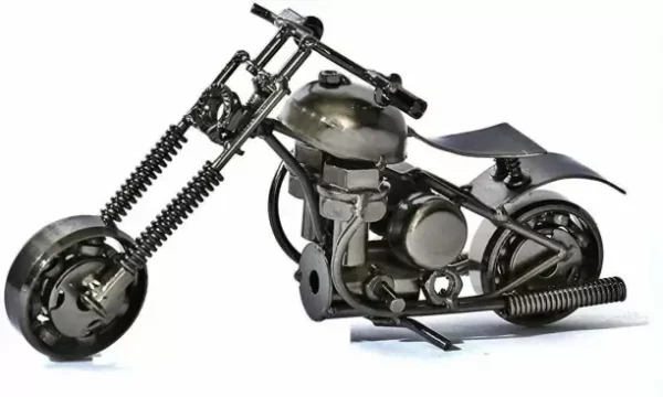 SHRUN CRAFT ND BEAUTY Metal Handmade Vintage Motor Bike Miniature 16 cm Long Decorative Show Piece for Living Room, Home, Office Table, Dinning Table Decorative Showpiece - 16 cm  (Metal, Black)